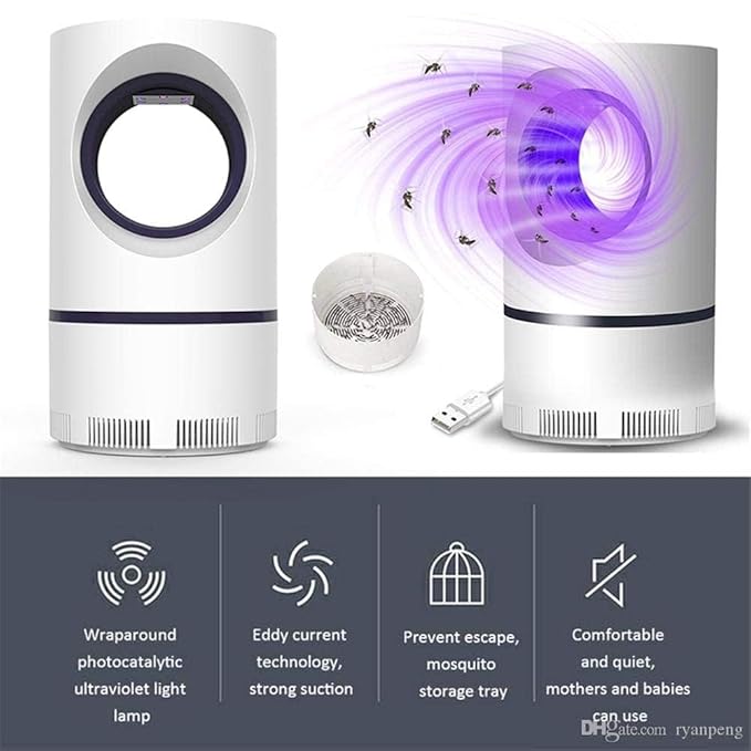 Mosquito Killer Lamp International, Eco Friendly Bug Zapper Electric Mosquito Lamp Dual Mosquito Zapper Lamp Indoor Insect Trap Portable Killer Lamp.M61 (White)