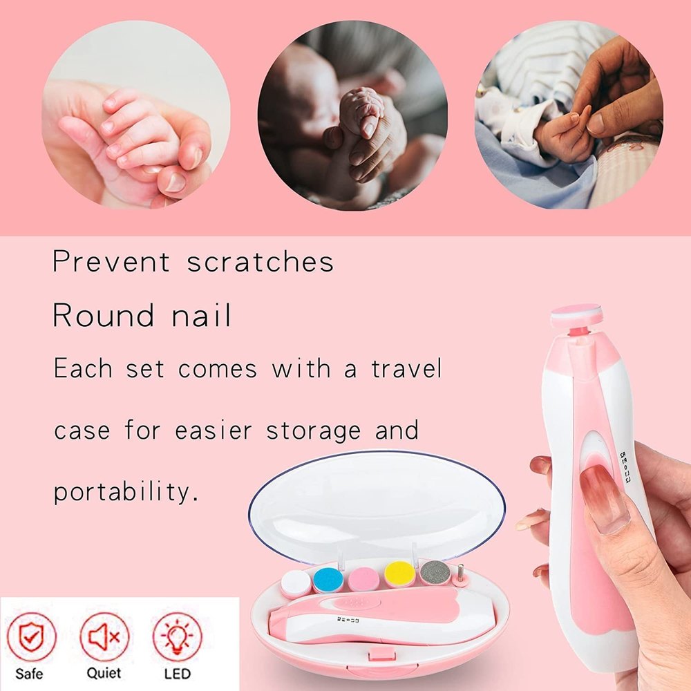 SafeTrim 6-in-1 Electric Baby Nail Trimmer &amp; File Set