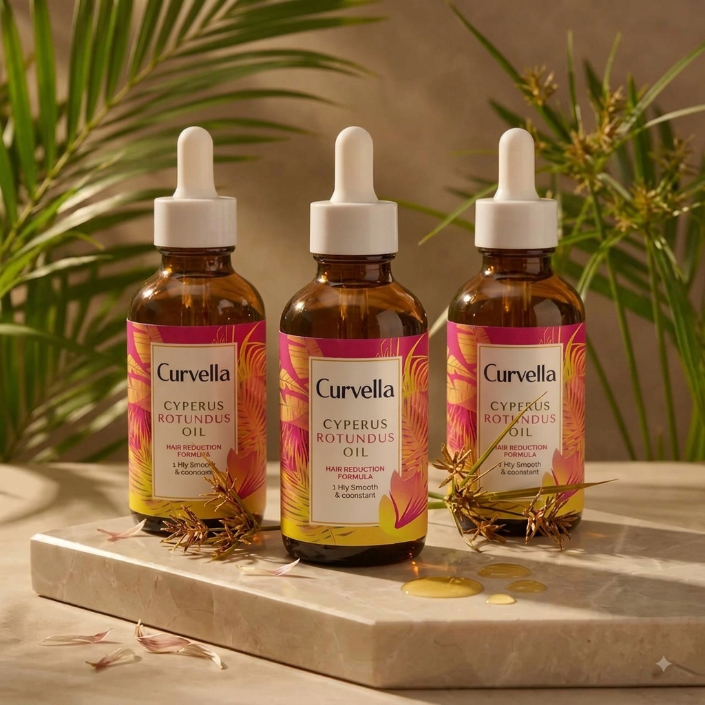 Curvella Cyperus Rotundus Oil – Natural Hair Growth Inhibitor & Follicle Calm Therapy