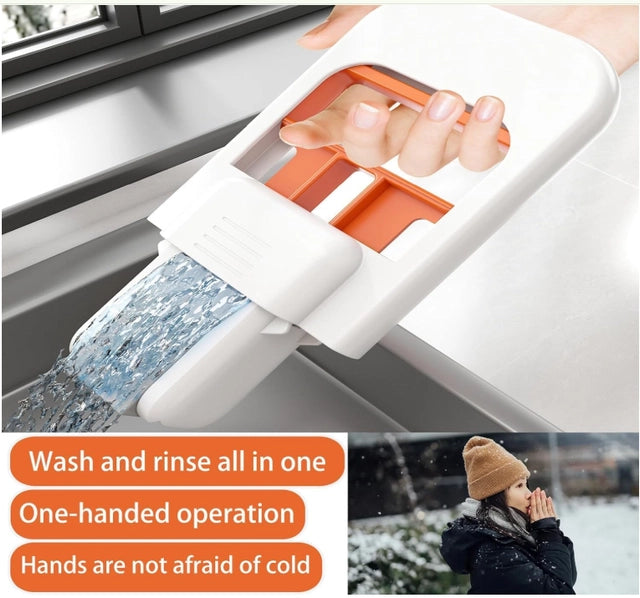 Winter Hand Washing Aid – One-Handed Wash & Rinse Faucet Attachment & Mini Foldable Mop for Kitchen (Pack of 1)