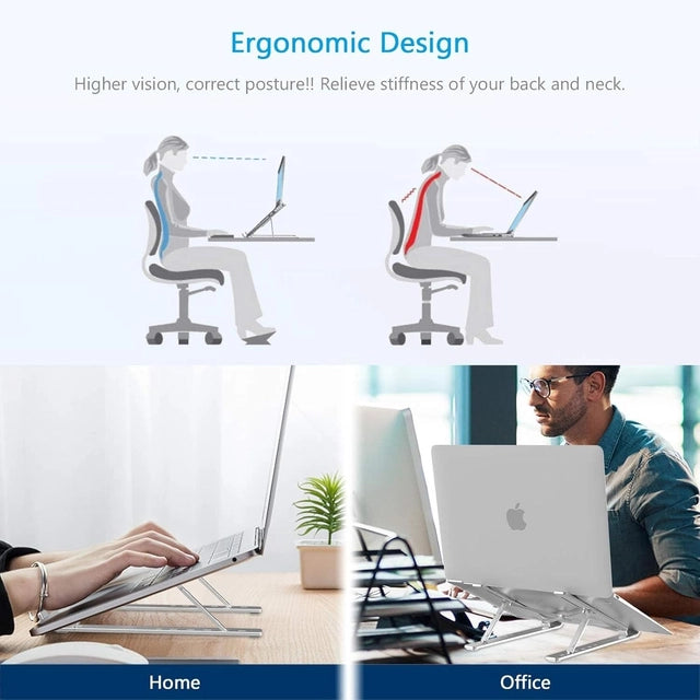 Say goodbye to neck & back pain with foldable premium aluminum stand