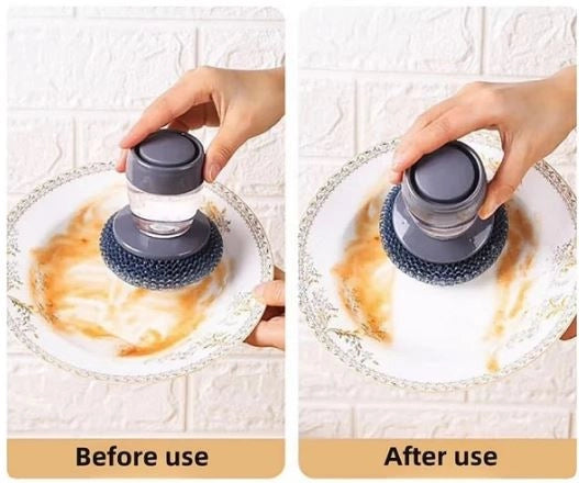 2-in-1 Soap Dispensing Kitchen Palm Scrubber Brush with Storage Reservoir (Pack of 2)